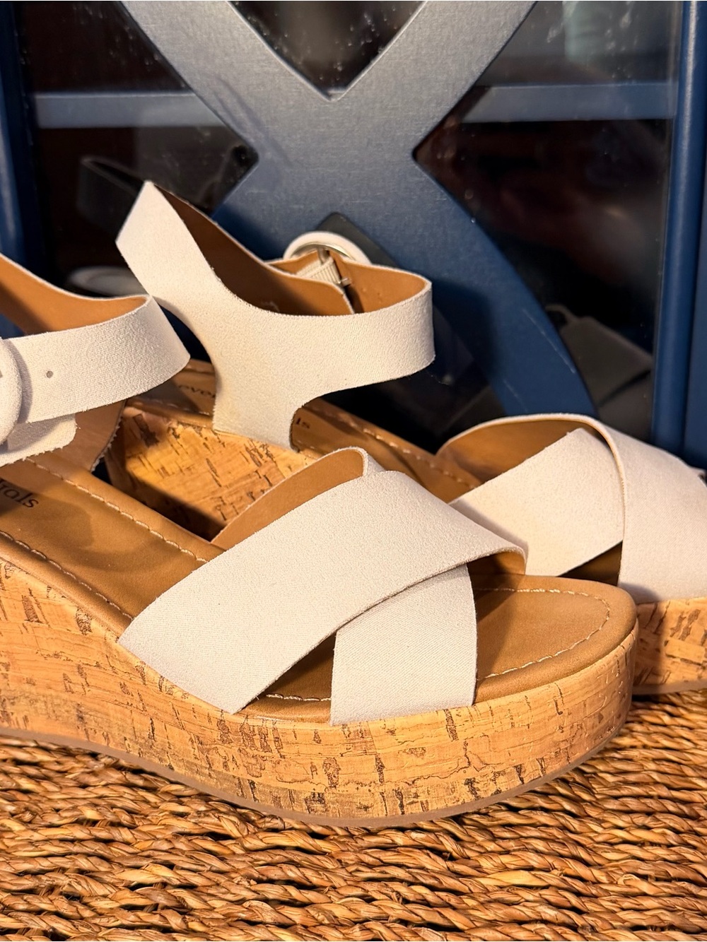Seven Dials Ivory Cork Wedge Sandals